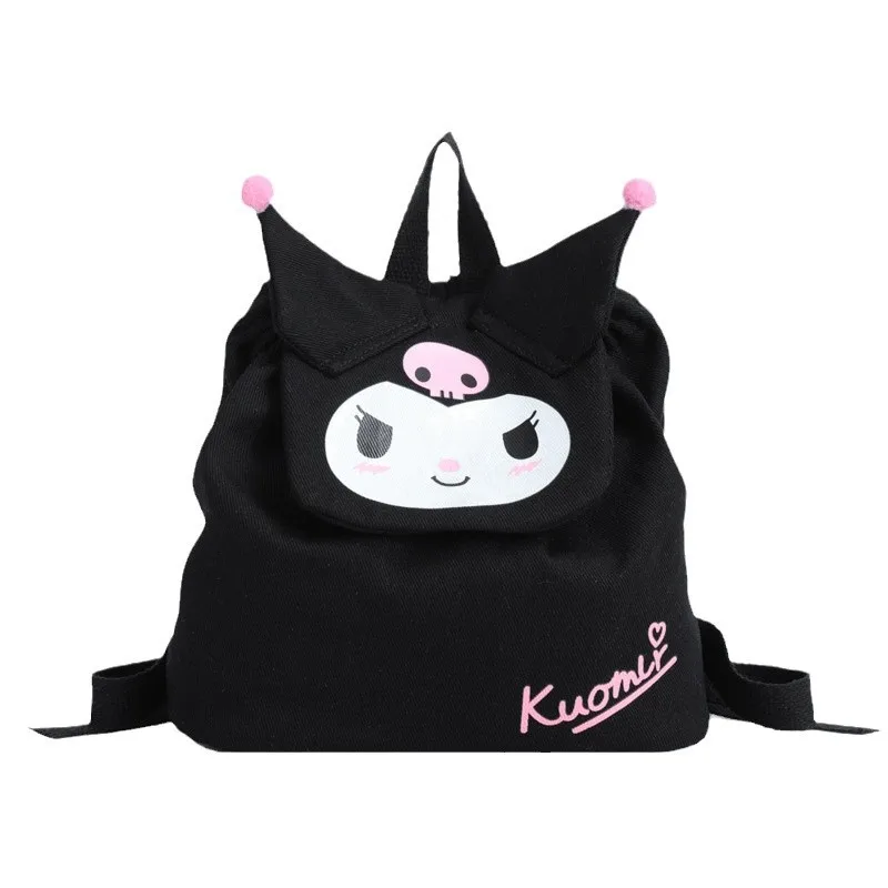 Sanrios Child Backpack Kuromi Hello Kittys Cartoon Kawaii Girl School Bag Light Small Canvas Breathable Printing Anime Figure