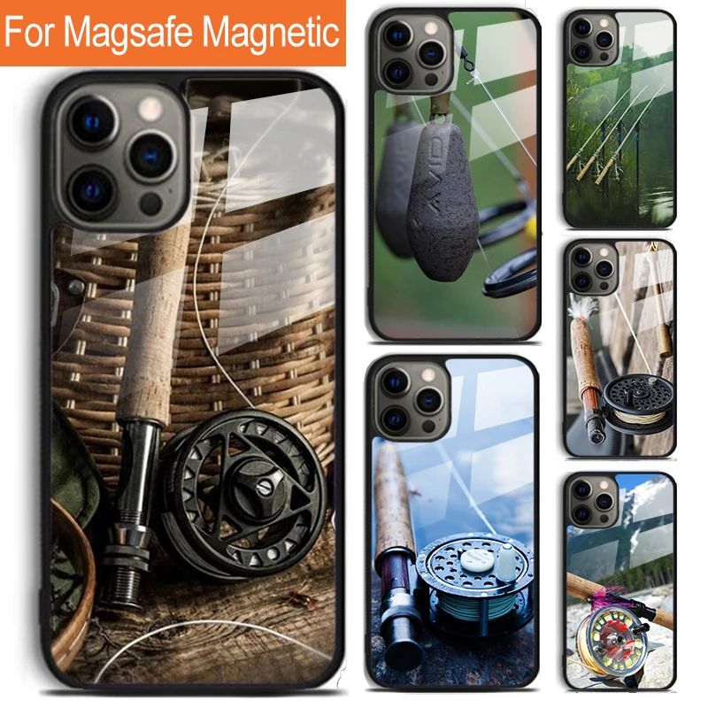 

Fishing rod Carp Phone Case For iPhone 16 15 14 13 12 11 Pro Max Plus Magsafe Magnetic Wireless Charging Cover