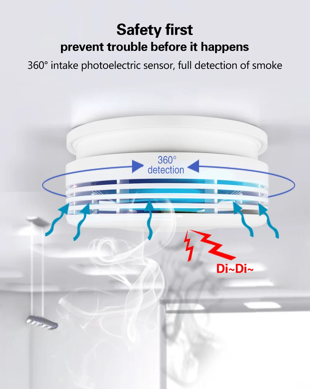 Tuya Fire Smoke Detector Sensor Portable Independent Fire Alarm Sensor Home/Office/Mall/Hotel/Restaurant Security Alarm System view 4