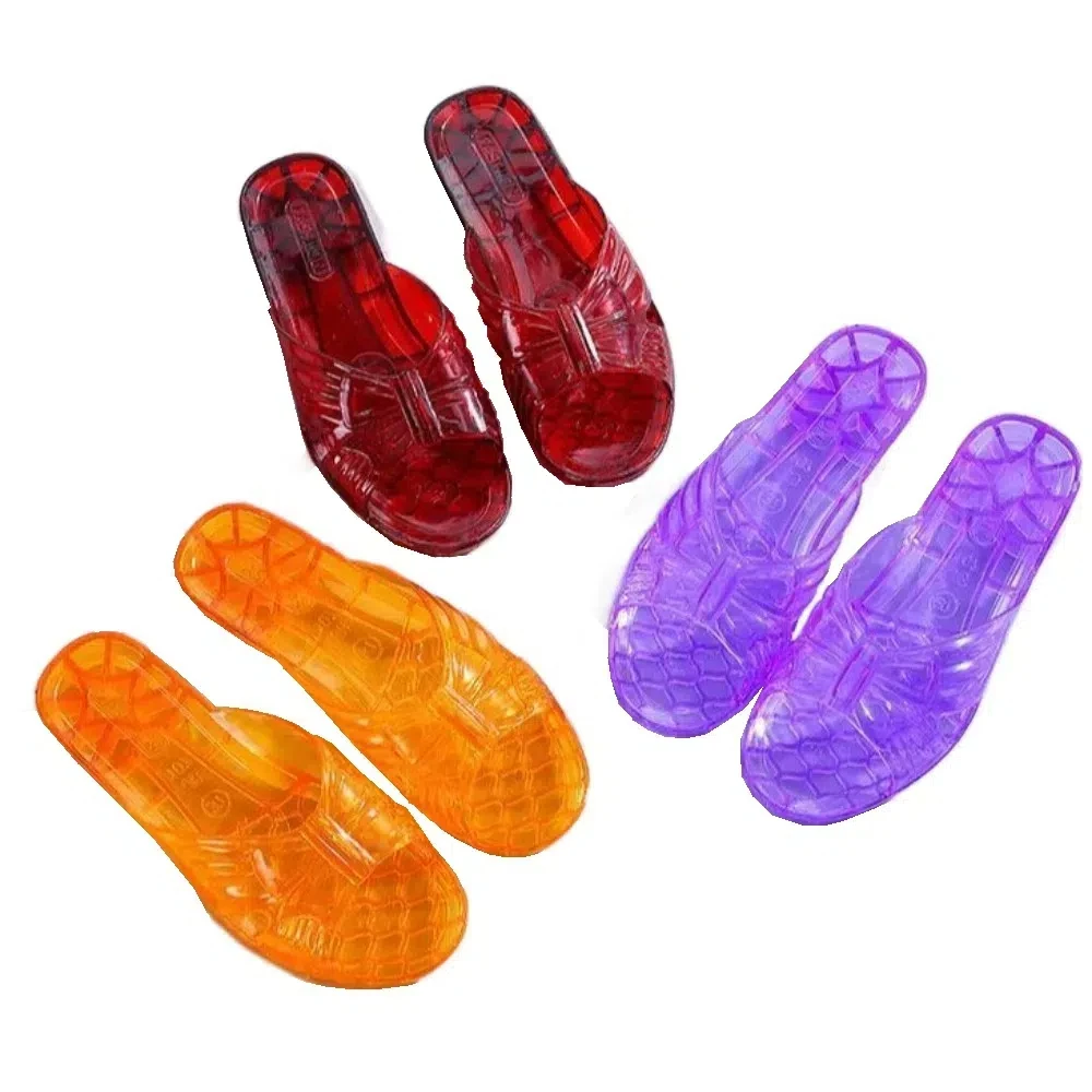 Simple Transparent PVC Crystal Slippers Anti Slip Low-heel Slides Sandals Beachwear Shoes Flats Slippers Women Summer view 6
