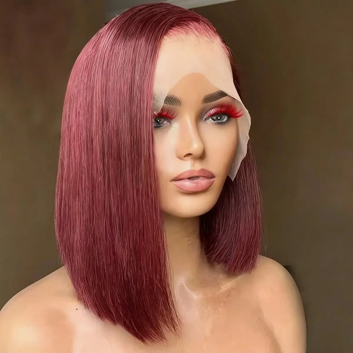 

Синтетические парики Bob Straight с кружевной передней частью для женщин, 13x4 HD, 99J, бордовые, из термостойкого синтетического волокна, для вечеринок и повседневного использования, для девушек