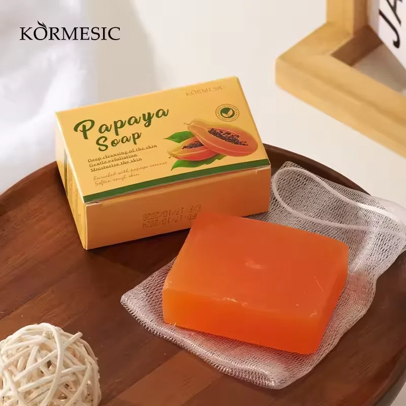 

KORMESIC Handmade Papaya Soap, Clean, Comfortable, Refreshing Body Soap, Facial Cleaning, Mite Removal, and Care