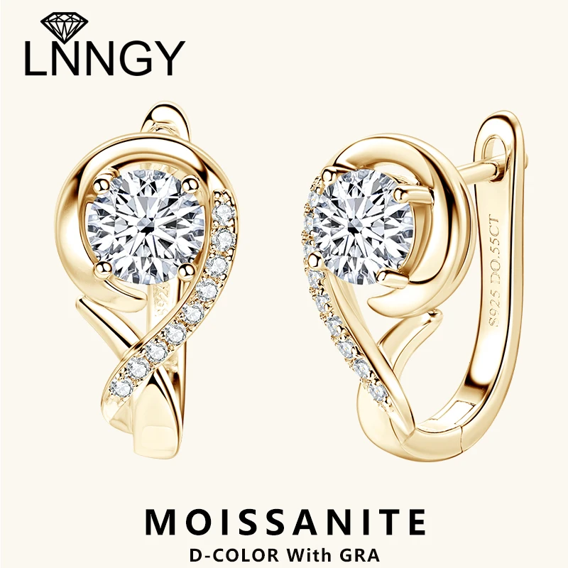 Lnngy Infinity Moissanite Diamond Earring Brinco Prata 925 Sterling Silver Hoop Earrings For Women Sparkling Fine Jewelry GIft