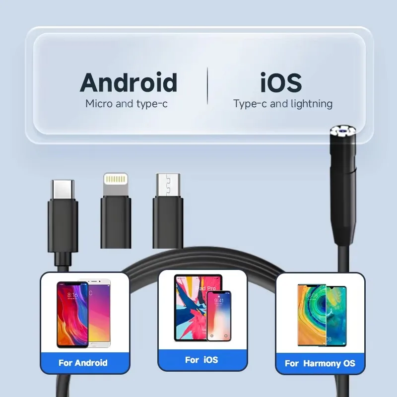 3-in-1 Snake Scope Camera HD 1920P IP67 Waterdichte rioolcamera-endoscoop voor Android IOS