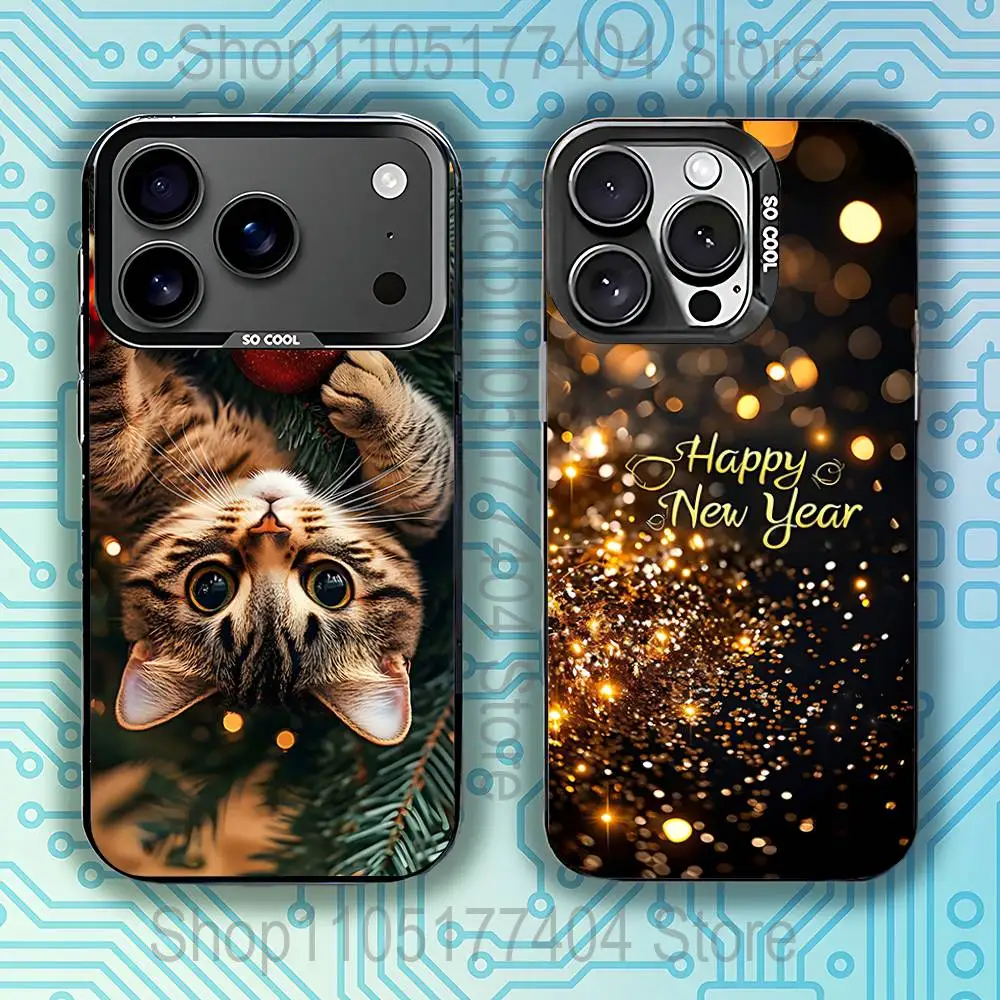 

New Year snow Christmas Phone Case For iPhone 17,16,15,14,13,12,11,Pro,Max,Plus,E,Air,Mini Black Tpu Cover