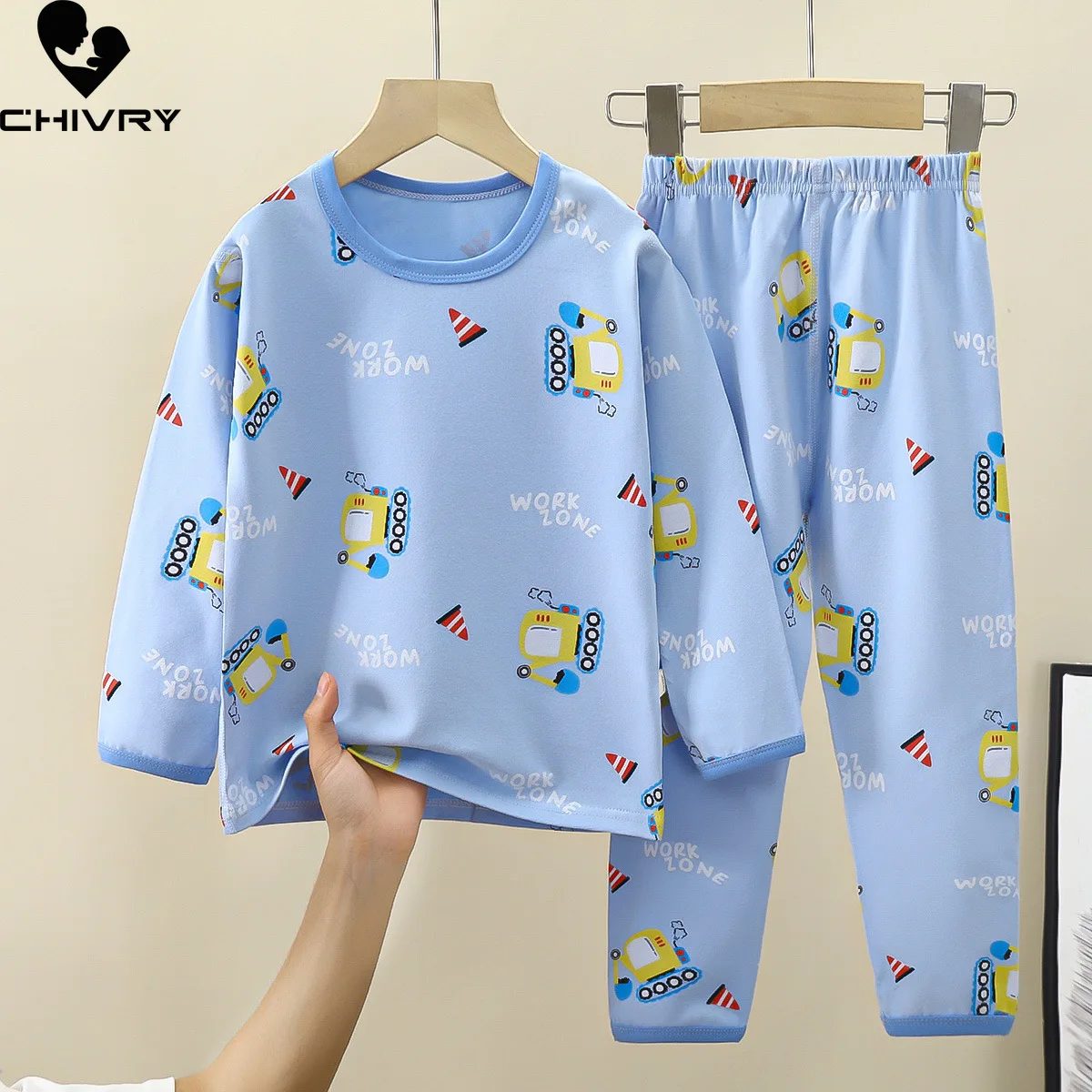 

New 2023 Kids Boys Girls Casual Lycra Pajamas Cartoon Long Sleeve T-Shirt with Pants Toddler Baby Autumn Sleeping Clothes Sets