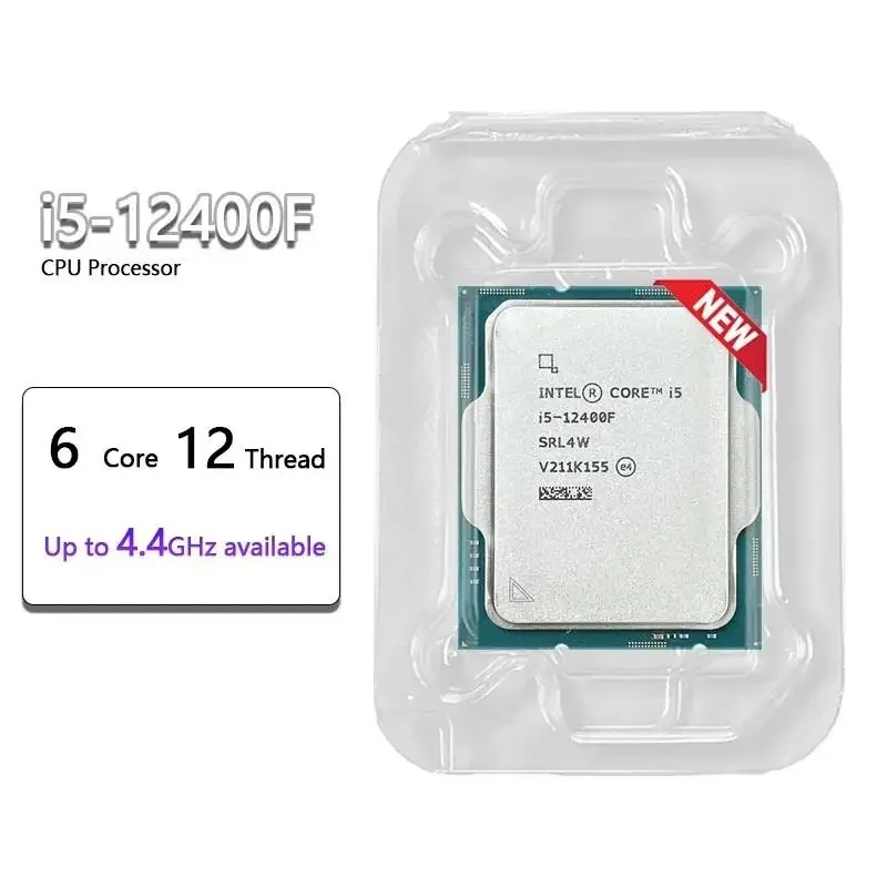 New! For Intel Core i5-12400F i5 12400F 2.5 GHz 6-Core 12-Thread CPU 10NM L3=18M 65W LGA 1700 New but without cooler