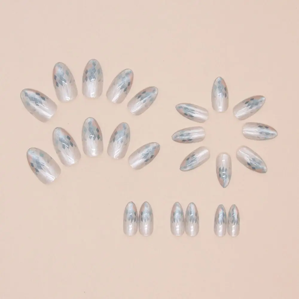 Maniküre, lange Mandel-Ballerina und quadratische künstliche Nägel, Blumen, französische Nägel zum Aufdrücken, rosa Schleife, abnehmbare künstliche Nägel für Damen