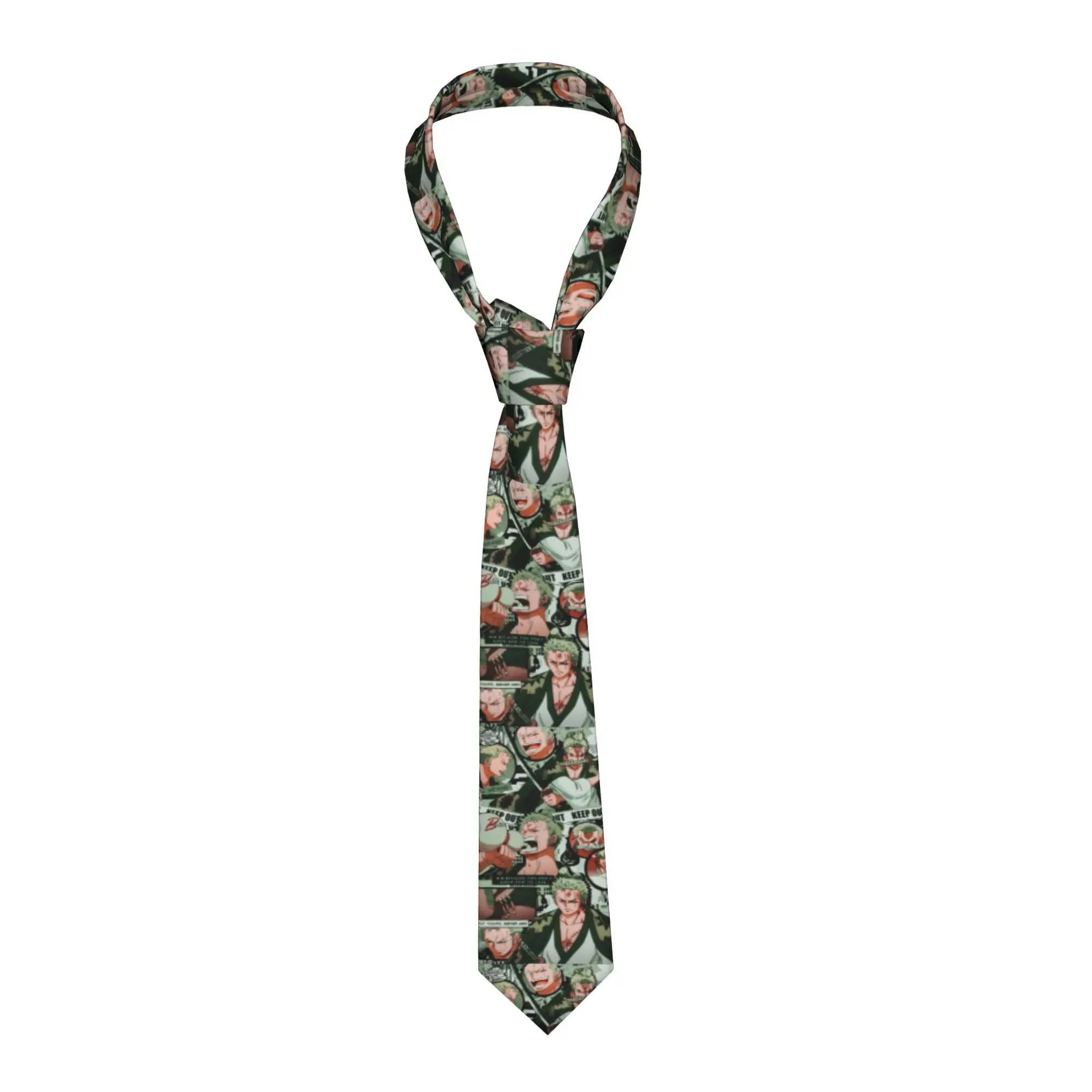 

Zoro Roronoa Anime Collage Necktie Men Women Slim 8 cm Narrow One Piece Neck Ties for Men Daily Wear Wedding Accessories Party