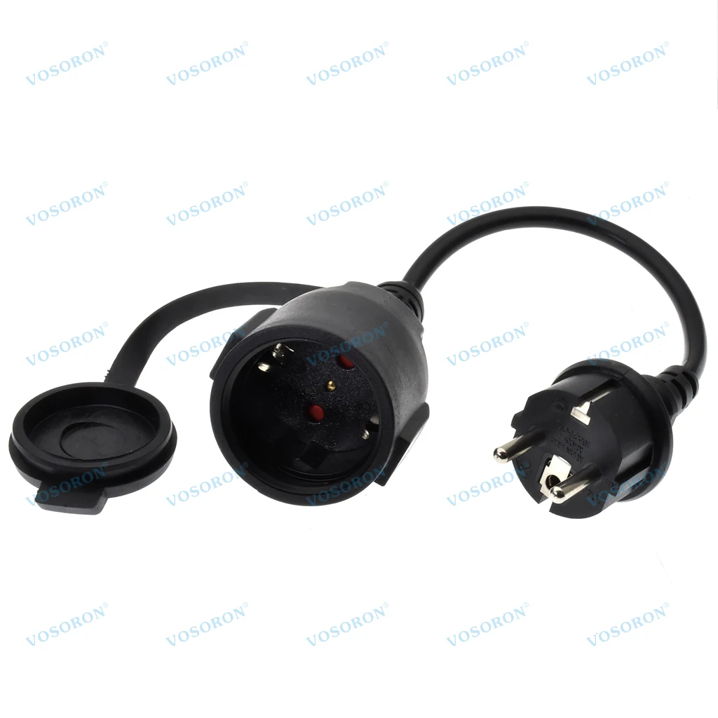 CEE7/7 Европейские удлинители Schuko «папа-мама» с водонепроницаемой крышкой, 16 А, 250 В ﻿ ﻿