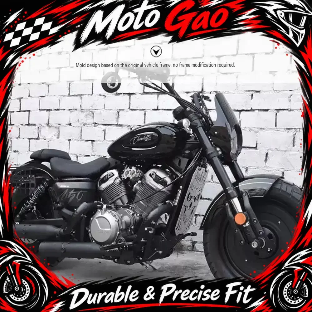 Suitable for BENDA CHINCHILLA 450 500 retrofitting with center-mounted valve exhaust L-pipe full right-side dual exhaust system.