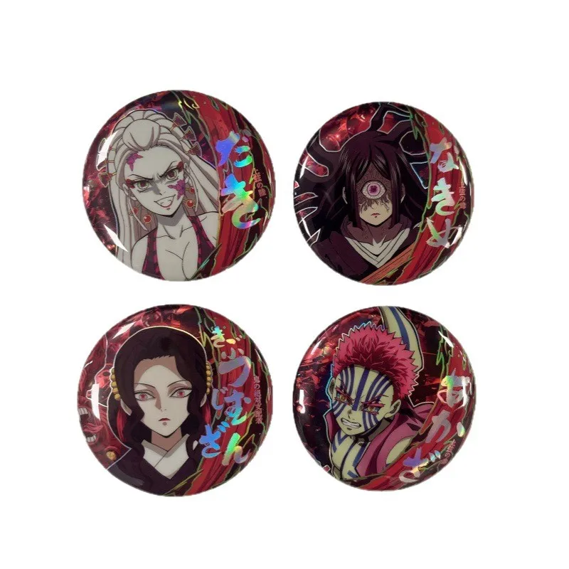 Nuevo juego de pines de insignia de Anime Demon Slayer, parte superior de la luna, dos Douma Kyojuro Rengoku Akaza Kokushibo, accesorios de mercancía coleccionables