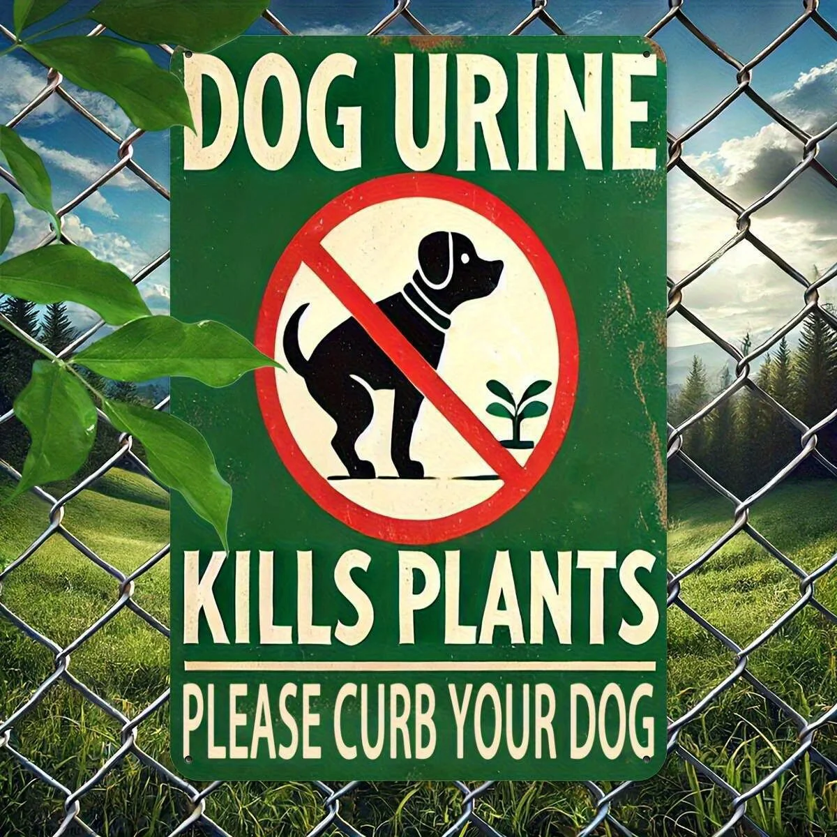 Dog Pee Kills Plants Warning Sign - Durable Iron Decor, Indoor/Outdoor Wall Art, 