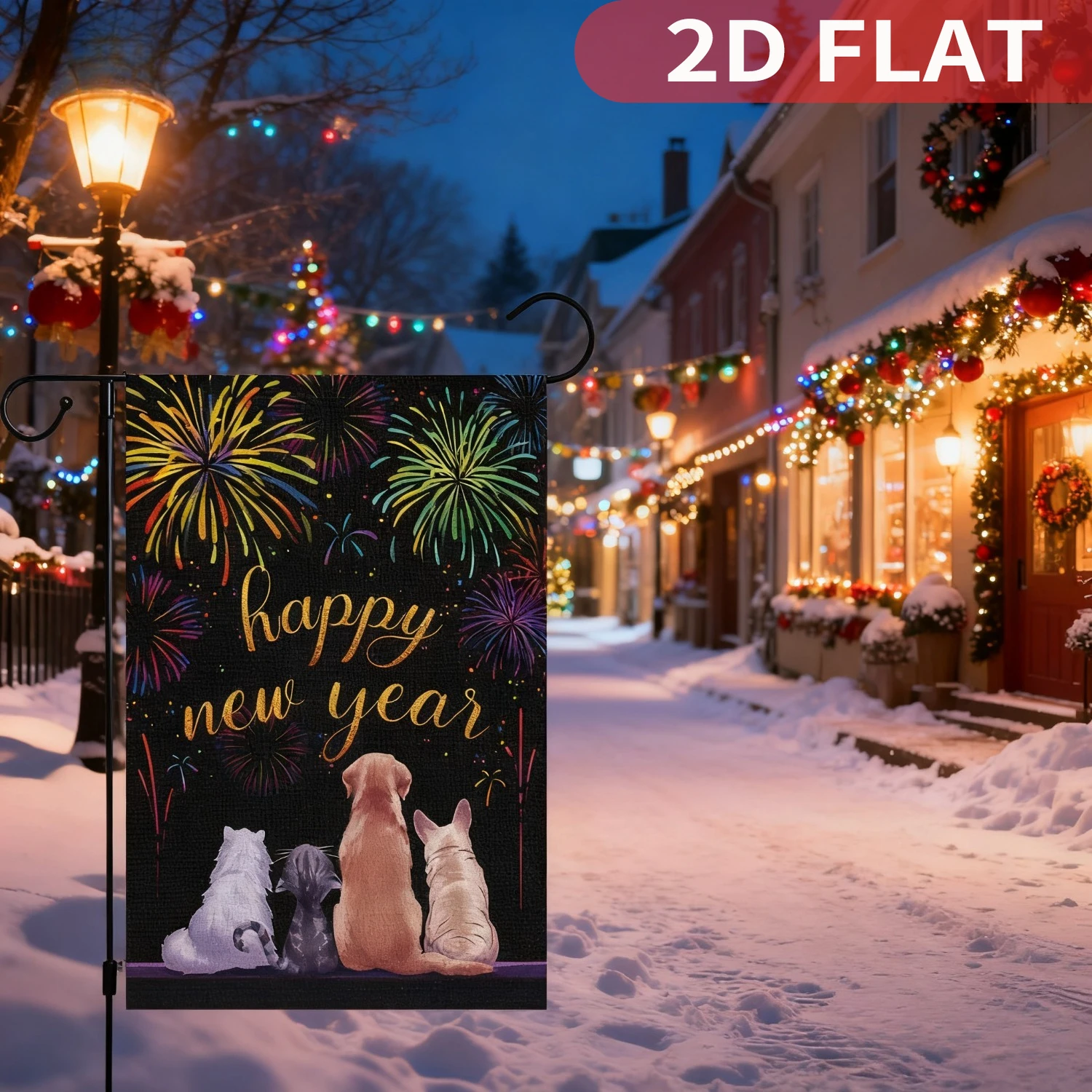 

1pc Happy New Year Party Garden Flag 12x18 Inch / 28x40 Inch Double Sided Vertical, Eve Yard Sign Winter House Outside Decor,