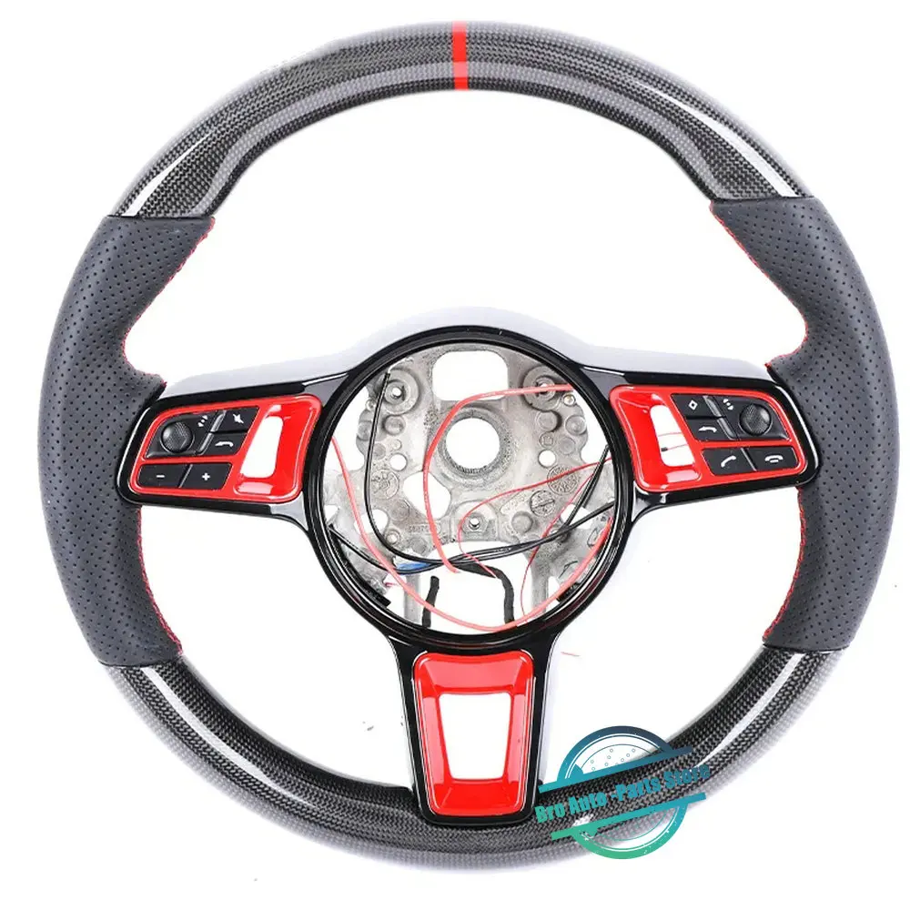 For Porsche Carbon Fiber Perforated Leather Multi-Function Steering Wheel Assembly