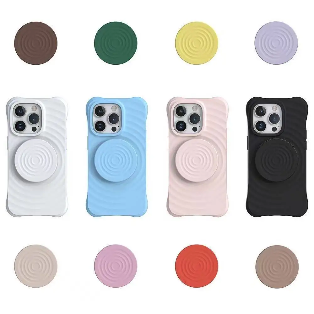 حامل هاتف محمول مغناطيسي قابل للطي، حامل سطح المكتب يدعم دعامة توسيع حلقة متموجة لهاتف magsafe IPhone