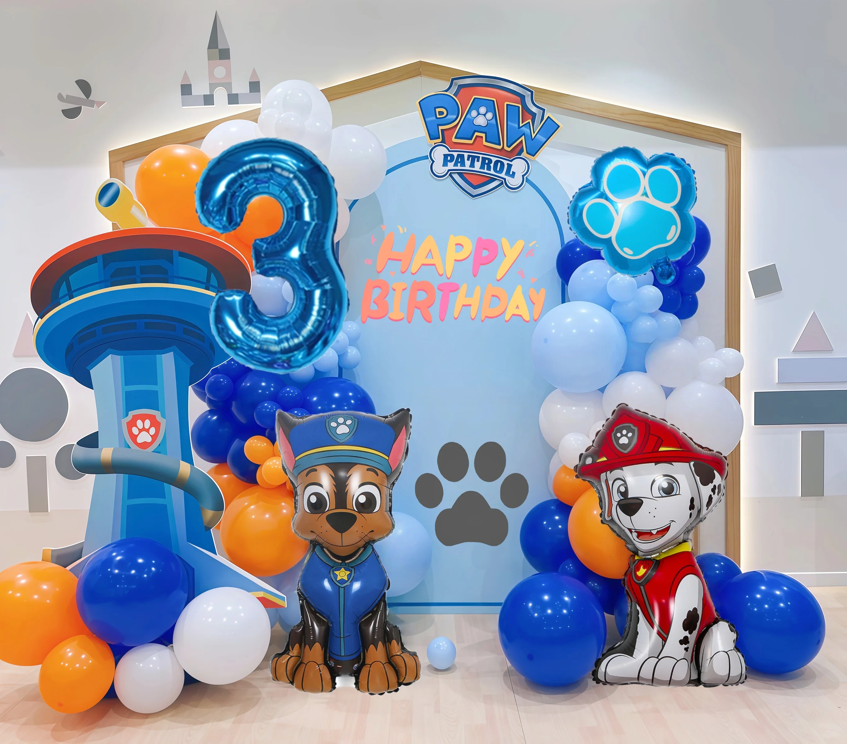 93 pçs dos desenhos animados pata patrulha tema skye perseguição folha balão número balão festa presente do bebê balão crianças festa de aniversário decoração