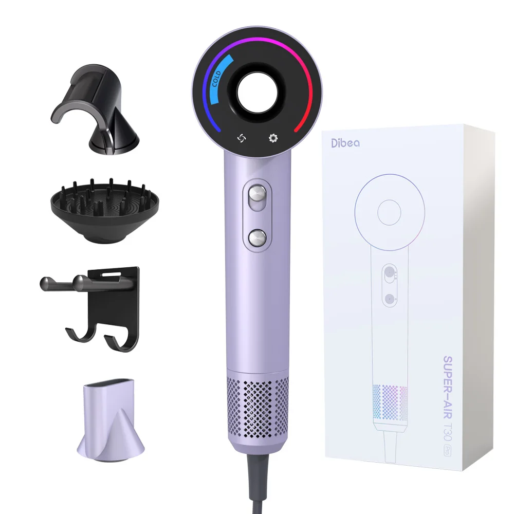

1600W T30 PLUS Professional AC High-Speed Ionic Salon Hair Dryer Smart LED Display Concentrator Nozzle Wall Mount for Hotels