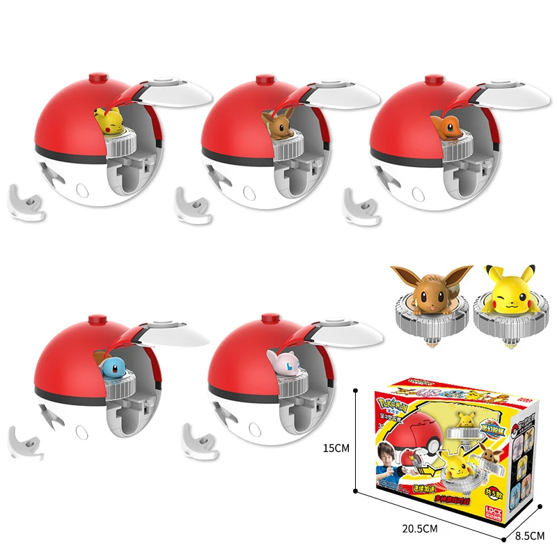 Pokemon Figures Beyblade Top Gyroscope Toys Pikachu Charmander Squirtle Mewtwo Eevee PVC Models Pokeball Gift For Kids