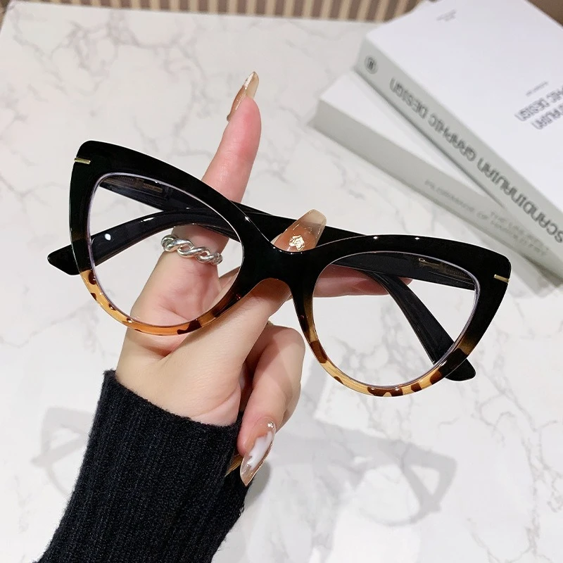 نظارات قراءة عين القطة بإطار كبير للنساء، نظارات قصر النظر الشيخوخي عالية الوضوح، نظارات عالية الجودة، قوية ومتينة