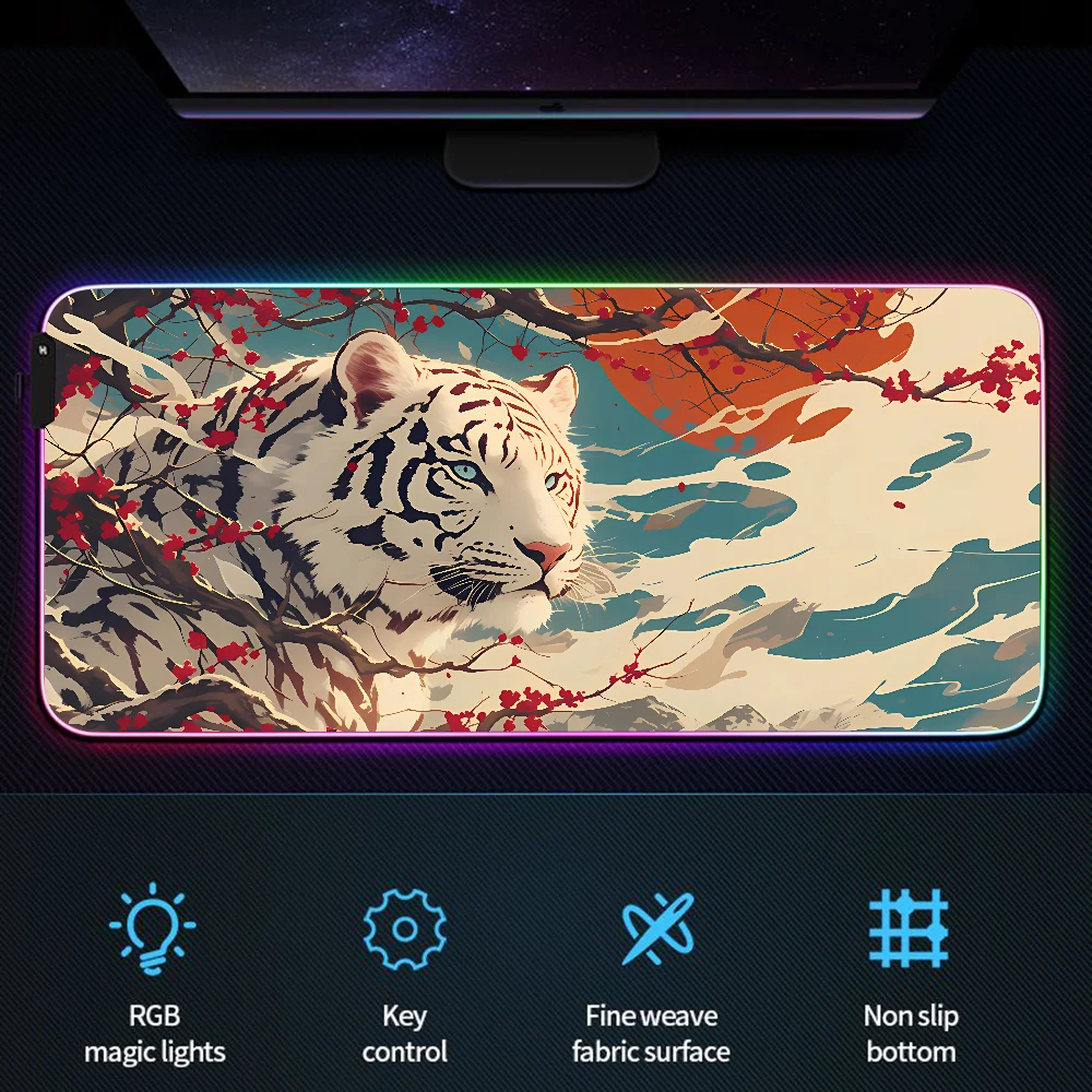 Computer Mat WHITE TIGER UNDER THE SUN Gaming Keyboard Xxl Mouse Pad 900x400 Desktops Desk Accessories Office Gamer Rgb Mousepad