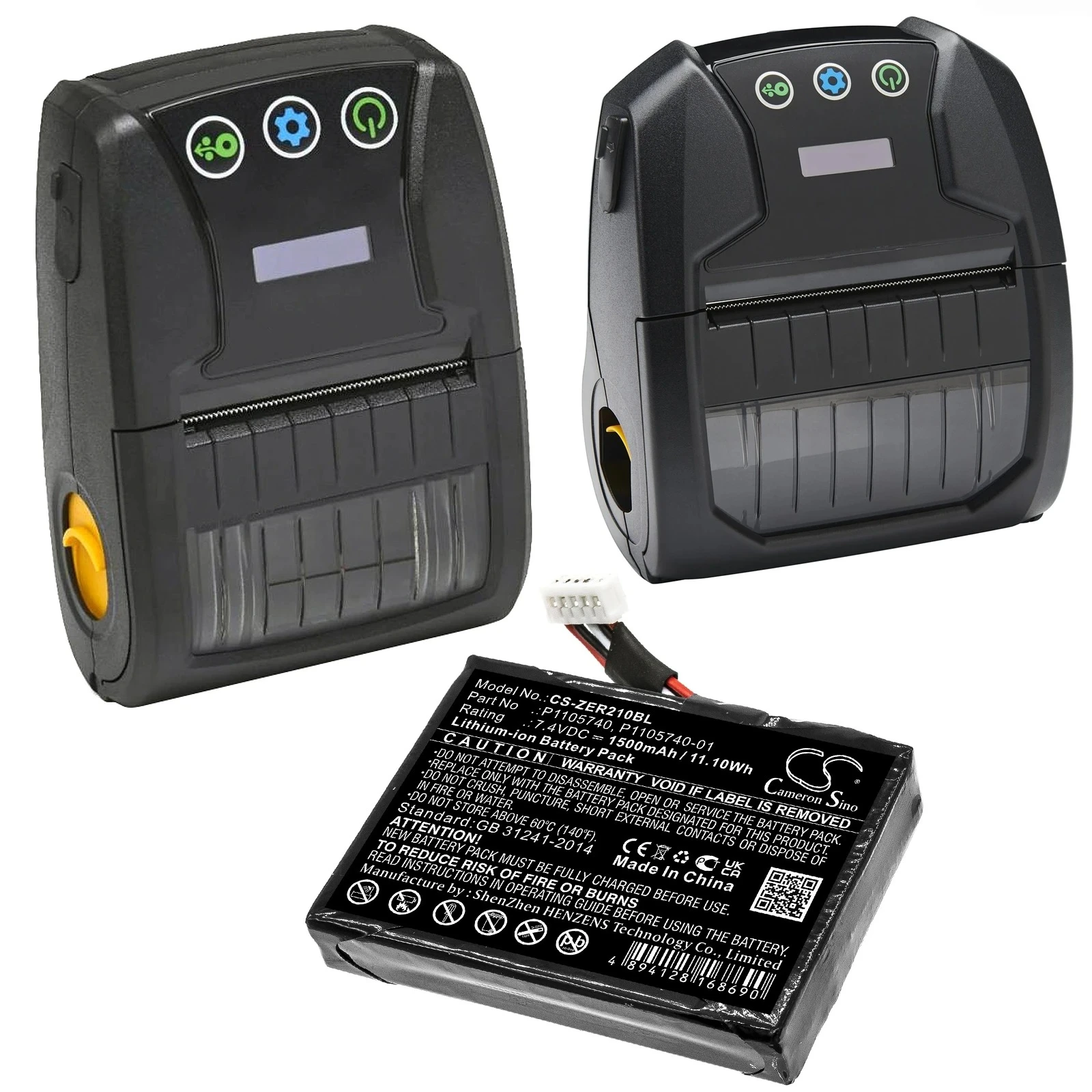 

7.4V 1500mAh Portable Printer Battery P1105740 P1105740-01 for Zebra ZQ200 ZQ210 ZQ220 ZQ22-A0E01KE-00 ZQ21-A0E12KE-00