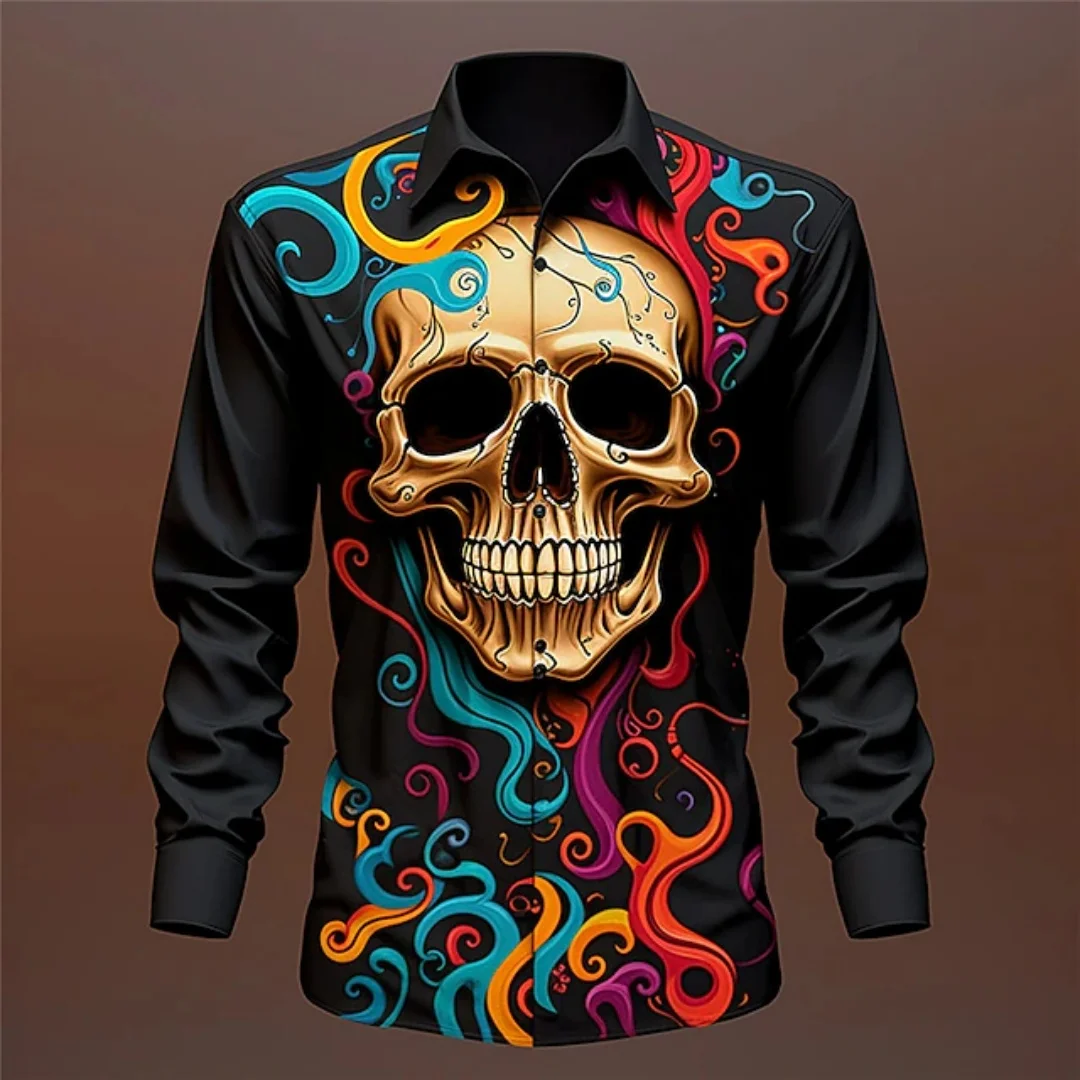 New Shirts Fashion Two-color Splicing Men's Casual Tops Buttons Designer Clothing Men Party Temperament Dress Long-sleeved Shirt