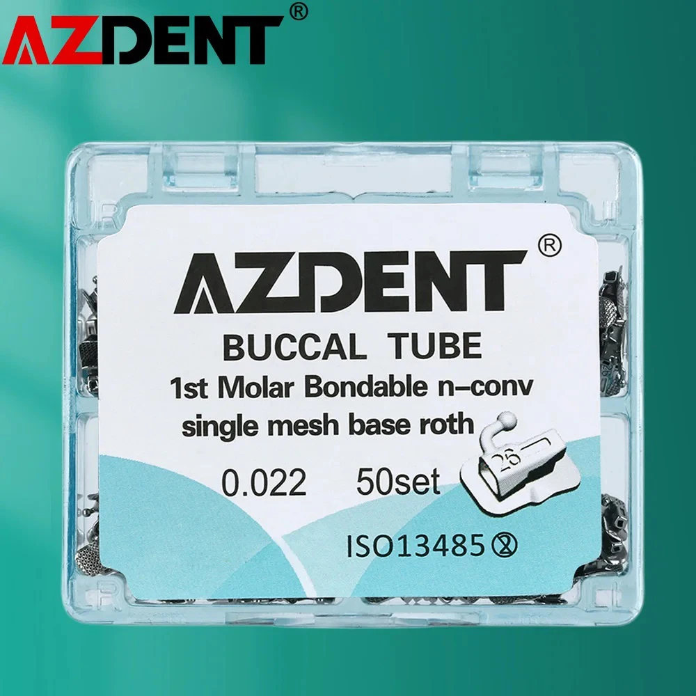 200pcs/Box Azdent Dental Orthodontic Buccal Tube 1st/2nd Molar Bondable N-Convertible Single Mesh Base Roth 0.022 /0.018