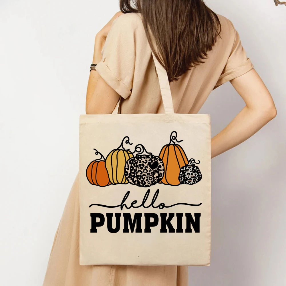 Hello Pumpkin Bags Thanksgiving Gift Women Handbags  Fall Gifts Women's Shopping Bag Cute Fall Tote Bag for Women Halloween Bags