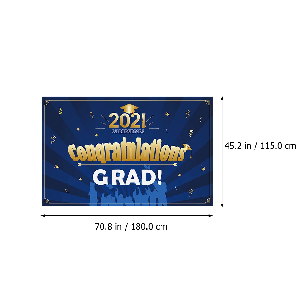 

Congrats Grad Banner 2021 Background Cloth Decorations Polyester Graduation Party Supplies Photo BoothBackdrop Wall Decor High