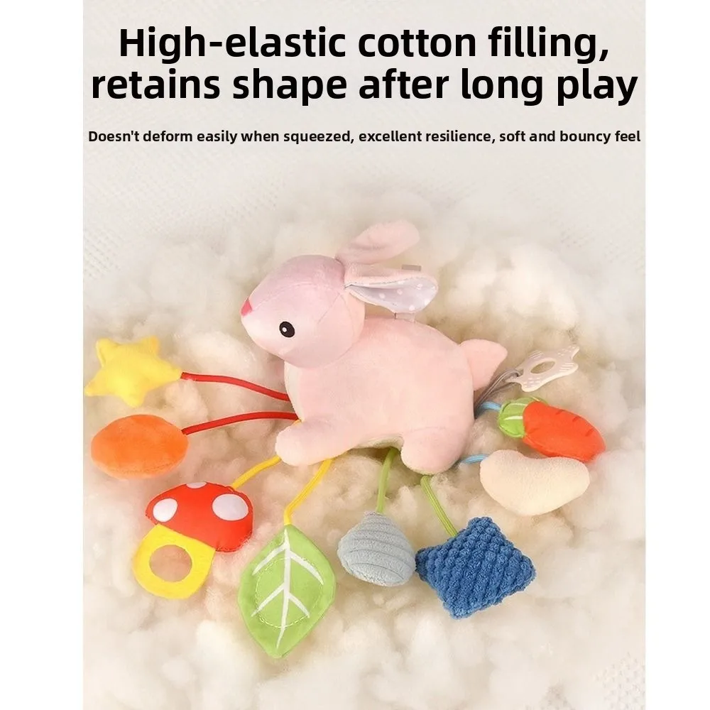 Simpatico design animale Passeggino sensoriale Ornamenti appesi Impugnatura a mano Pull String Baby Pull String Toys Morbido massaggiagengive Specchio distorsionante