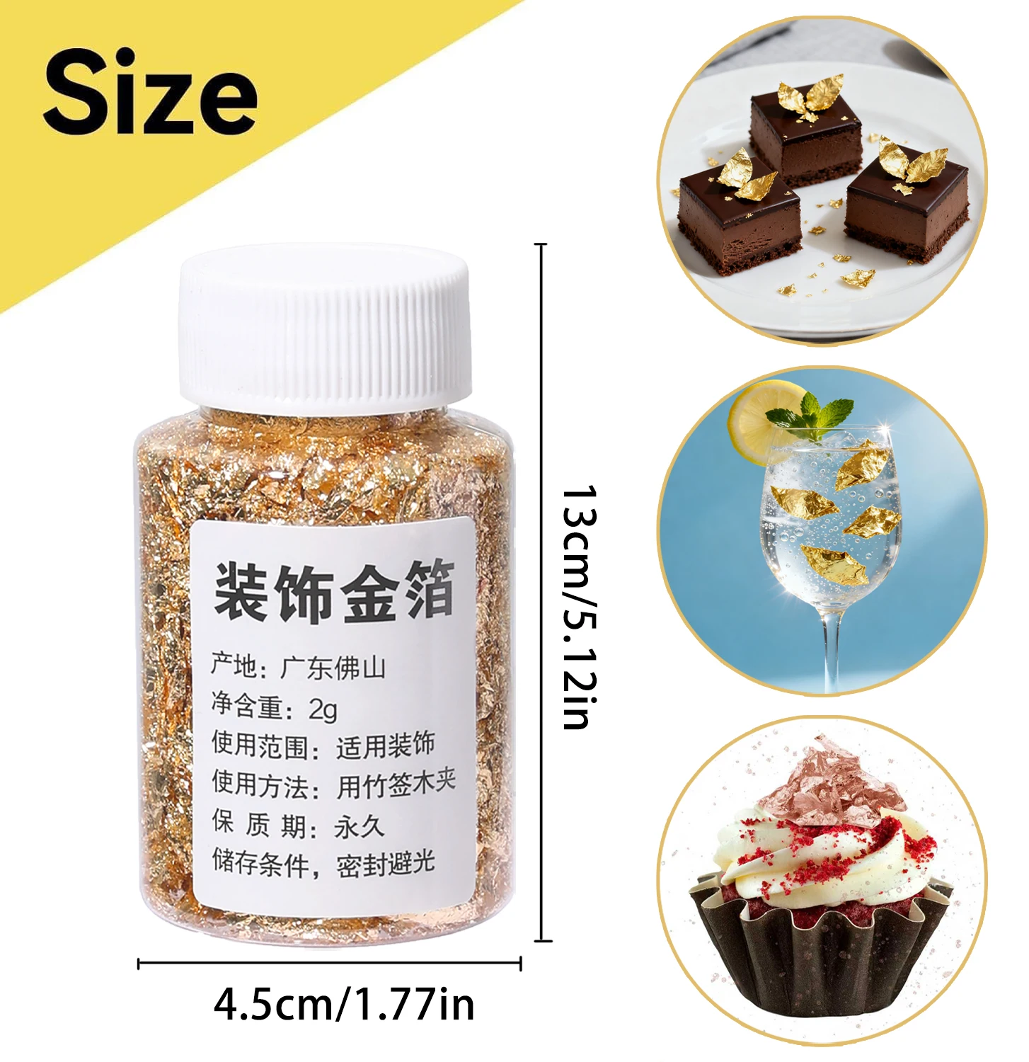Gold Flakes, Gold Leaf Cake Decoration Gold Leaf Sheets for Cooking Dessert Baking Gold Foil Chocolates Decor Gold Flakes view 6