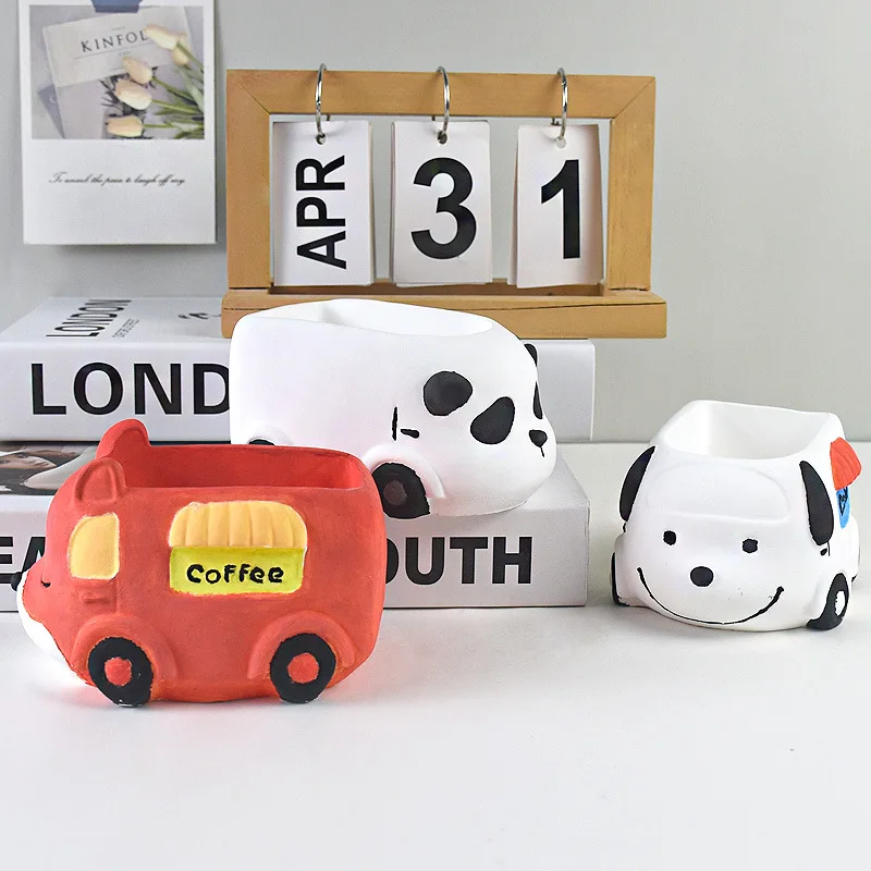 قالب سيليكون للسيارة على شكل حيوان للزراعة النضرة، وعاء أسمنتي الجص، ديكور الحديقة بنفسك #2