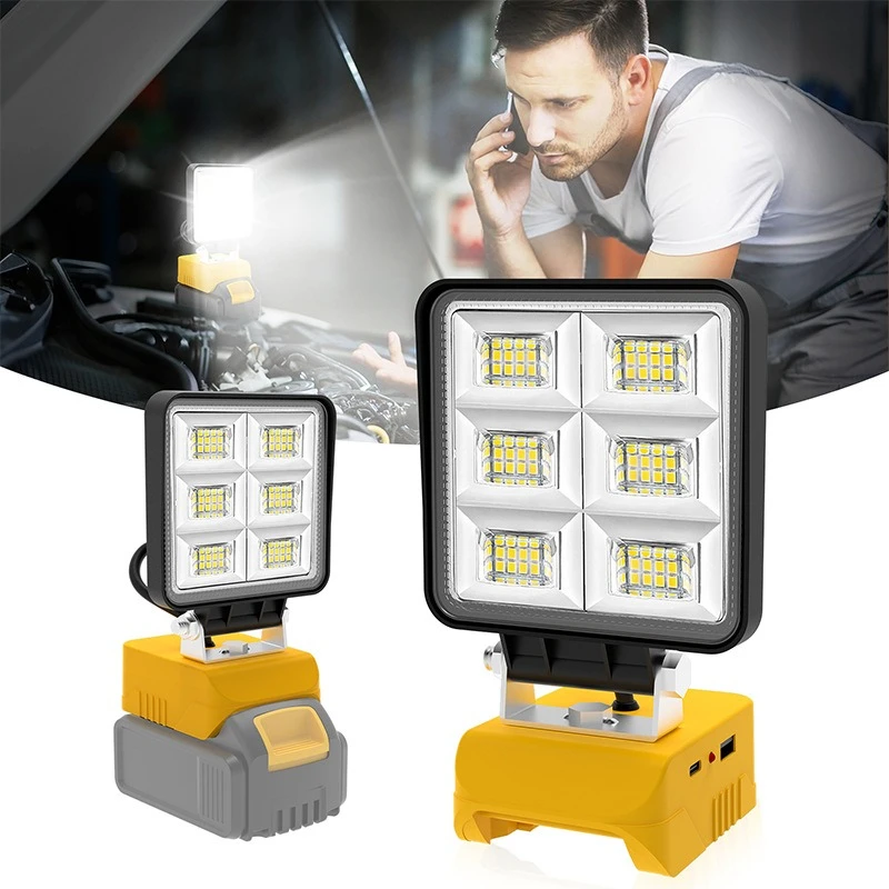 

Lithium Battery Work Light Suitable for Dewalt/Makita/Milwaukee Multifunctional Adjustable Spotlight Portable Outdoor Camp Lamp