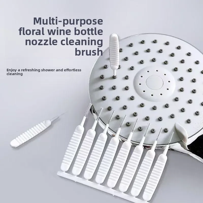 

Набор из 10 предметов: щетки для чистки душевых систем, для очистки зазоров в смесителях, для удаления загрязнений с душевых леек, многофункциональный инструмент для чистки и прочистки.