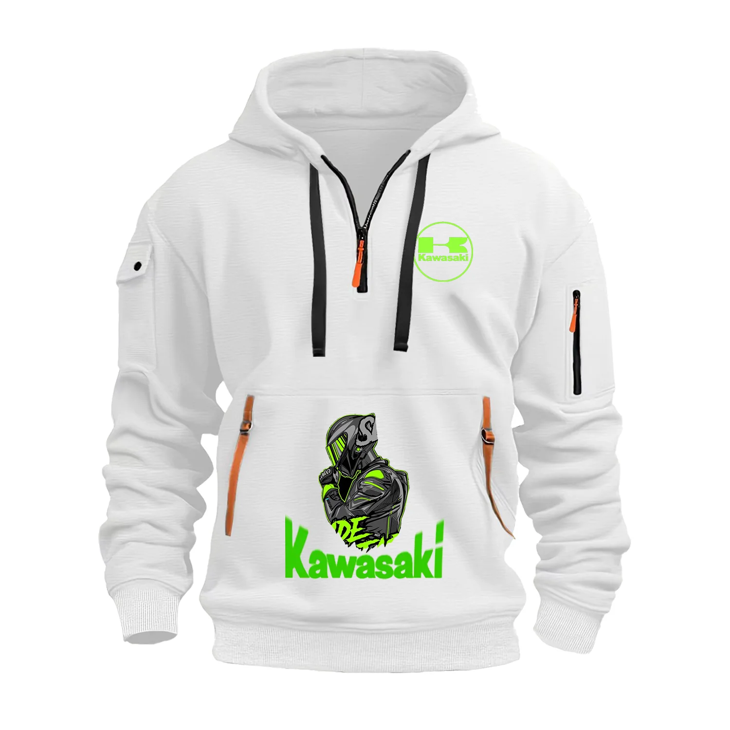 Kawasaki Oversized Hoodie Extreme Sports Hooded Zip-up Sweatshirt Street Mens Clothing Motorcycle Uniform Racing Suit Unisex New