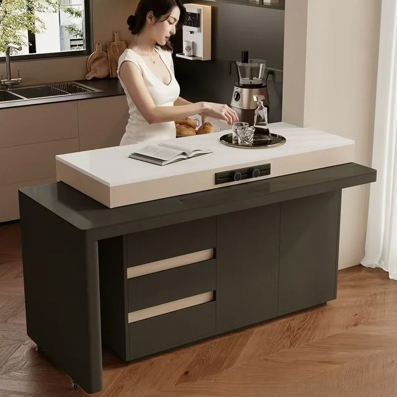 

New Island Dining Table Integrated Household Rotatable Retractable Rock Slab Small Apartment Kitchen Middle