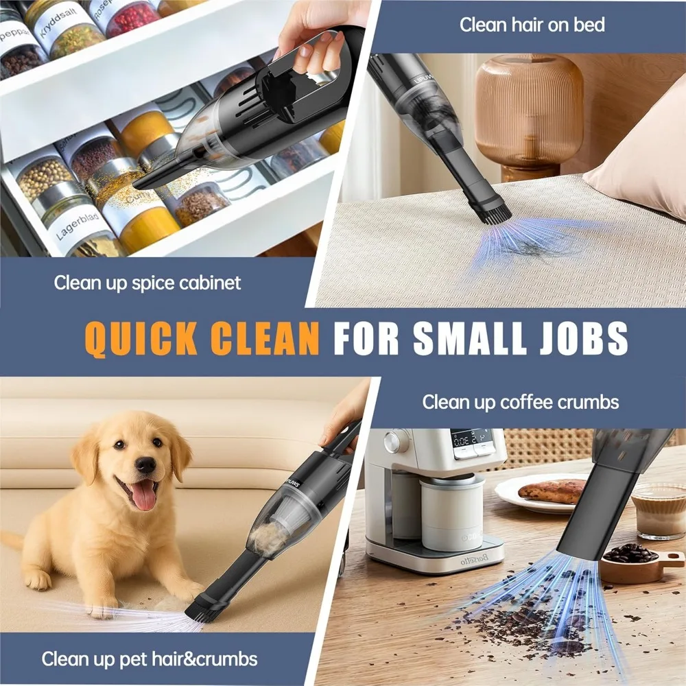 مكنسة كهربائية محمولة باليد للسيارة، شفط قوي قابل لإعادة الشحن، مكنسة كهربائية يدوية صغيرة 1.1 جنيه مع فلتر HEPA قابل للغسل #5