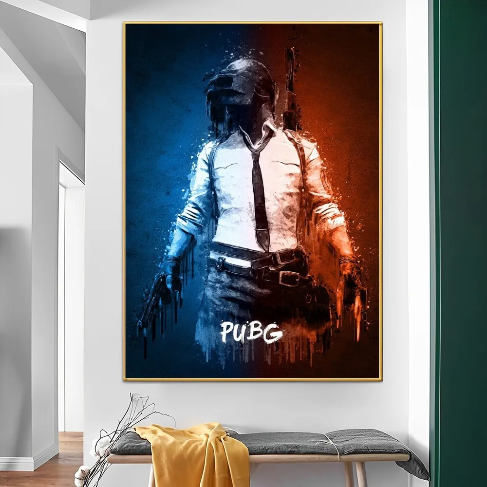 P-PUBG GAME Poster DIY Sticky Poster Waterproof Paper Sticker Coffee House Bar Home Decor