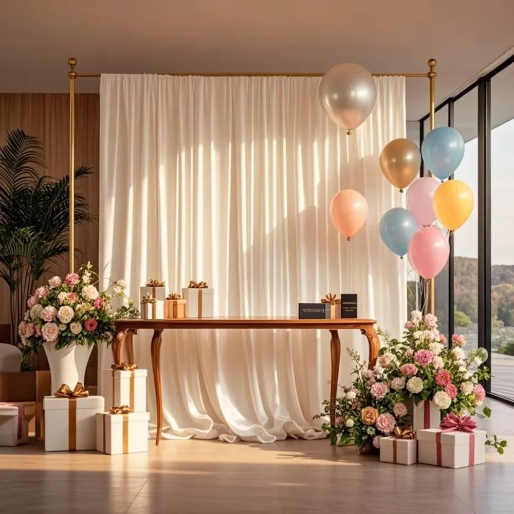 Satin Backdrop Curtains, Smooth Glossy Satin Curtains Drapes with Rod-pocket for Weddings, Party and Ceremony Stage Decorations