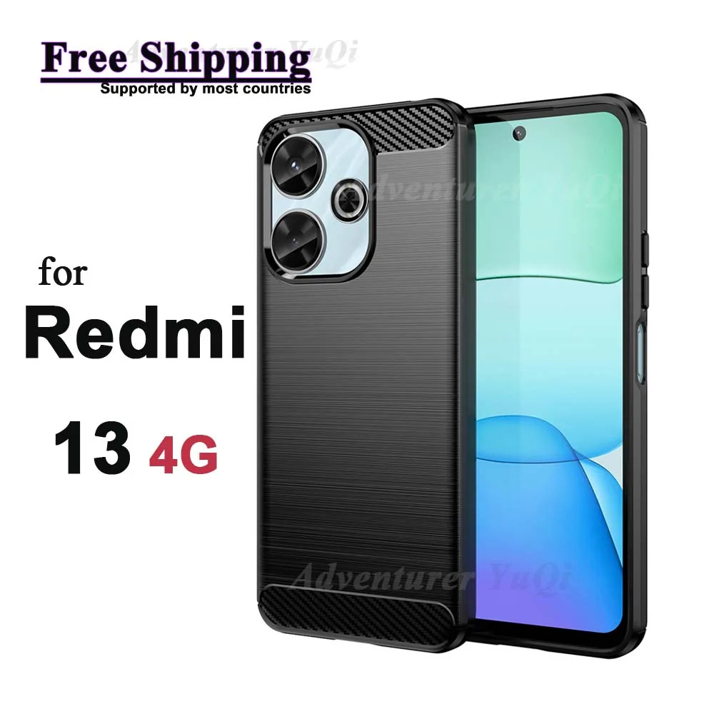 

For Redmi 13 4G Xiaomi Protective Case Shockproof Brushed Shield TPU Soft Bumper Shell Cover Funda Lightweight