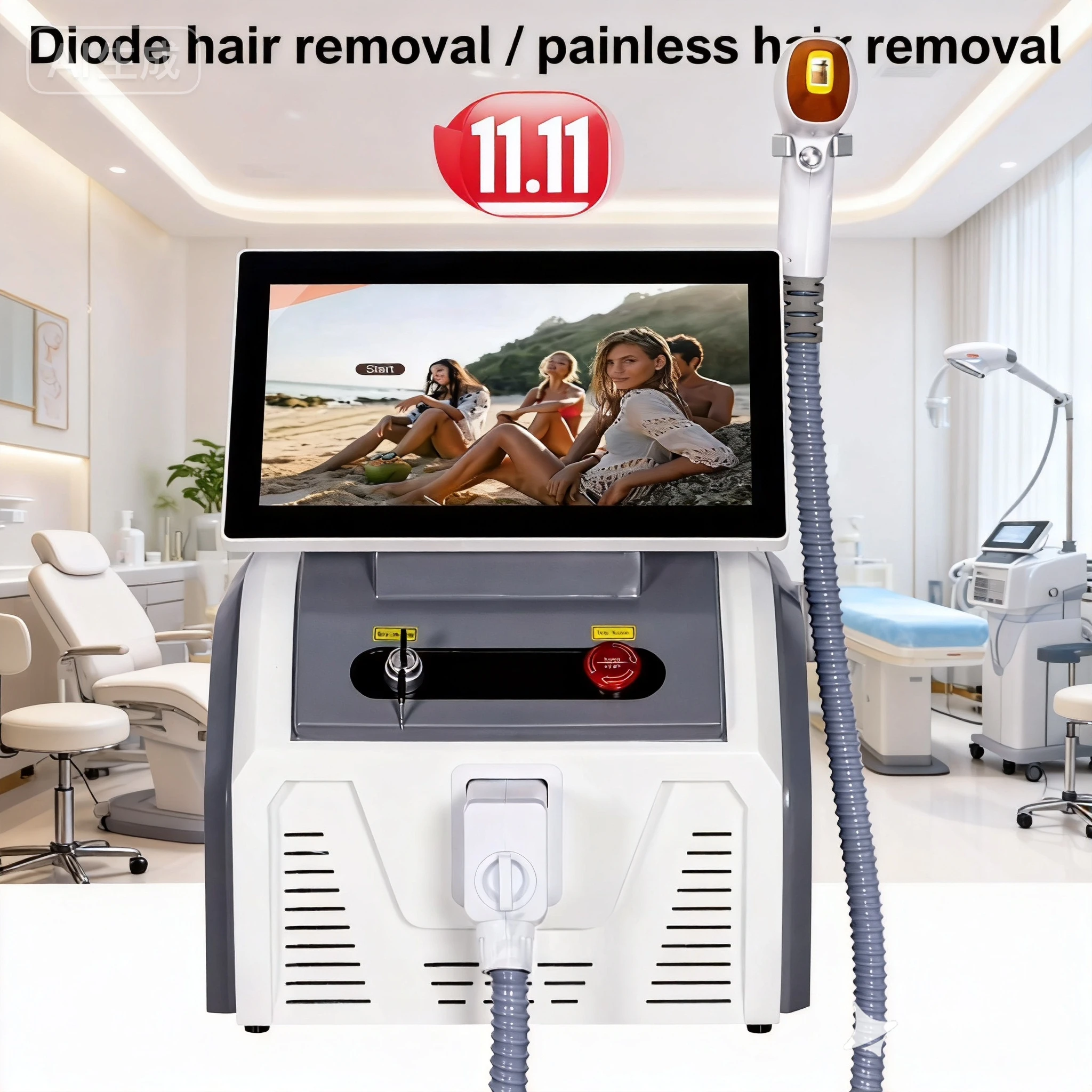 

Диодный лазерный аппарат для удаления волос типа 808 — новый серовато-белый стиль — большой экран — высокая мощность — постоянный — безболезненный пульт дистанционного управления для волос