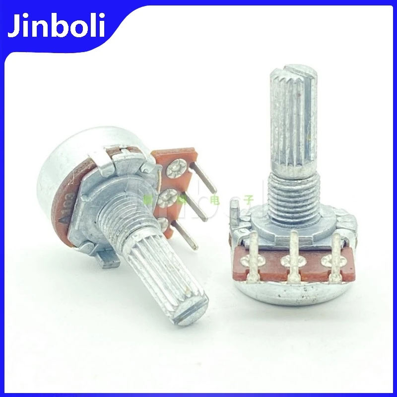 2PCS 16 Type A10K A103 Inside Bent Foot 3Pins Single Amplifier Audio Speaker Volume Control Potentiometer Flower Shaft 20mm