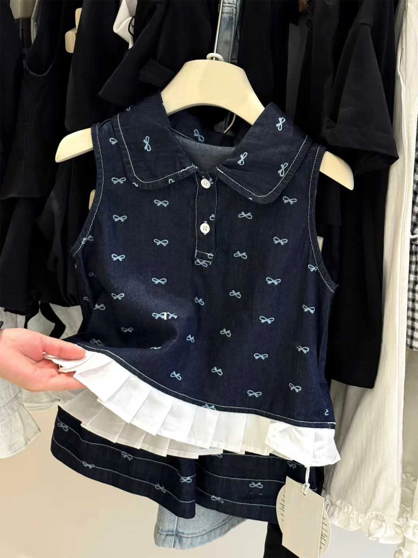 

Girls Summer Outfit Thin Denim Vest And Skirt Set Two Pieces Ensemble Breathable Comfortable Fashionable Children's Clothing