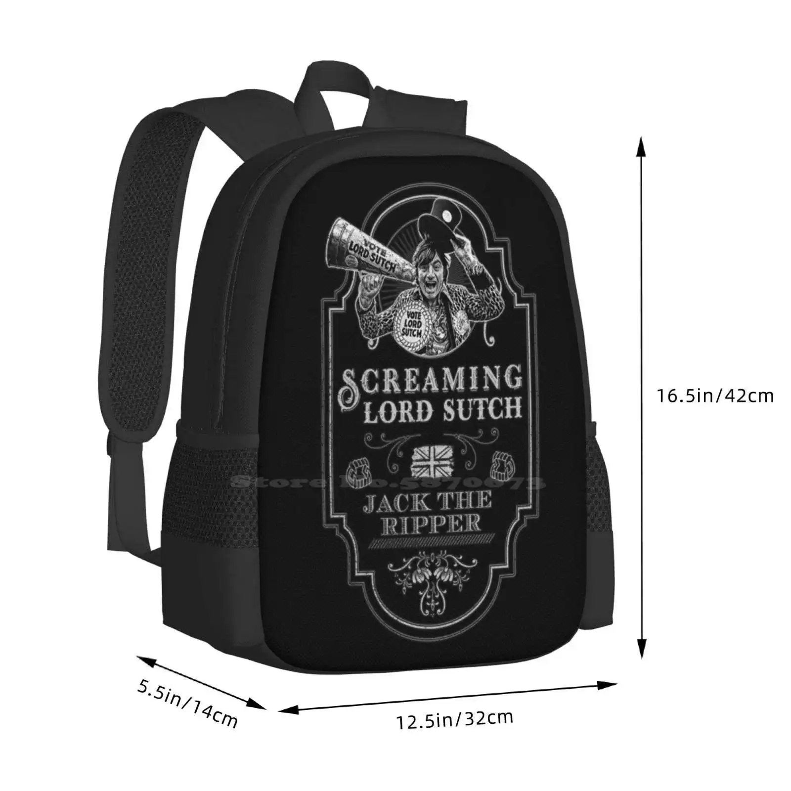 Screaming Lord Sutch : Jack The Ripper Tribute Backpacks For School Teenagers Girls Travel Bags Screaming Lord Sutch Jack The