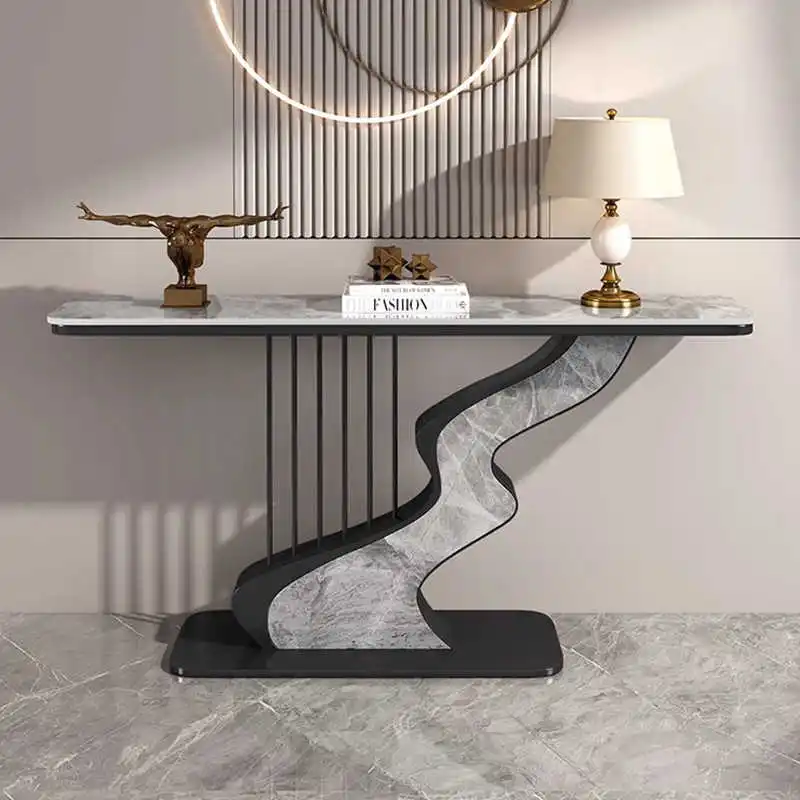Slate entrance cabinet is opposite the door, hotel light luxury creative fashion simple wall foyer corridor entrance table