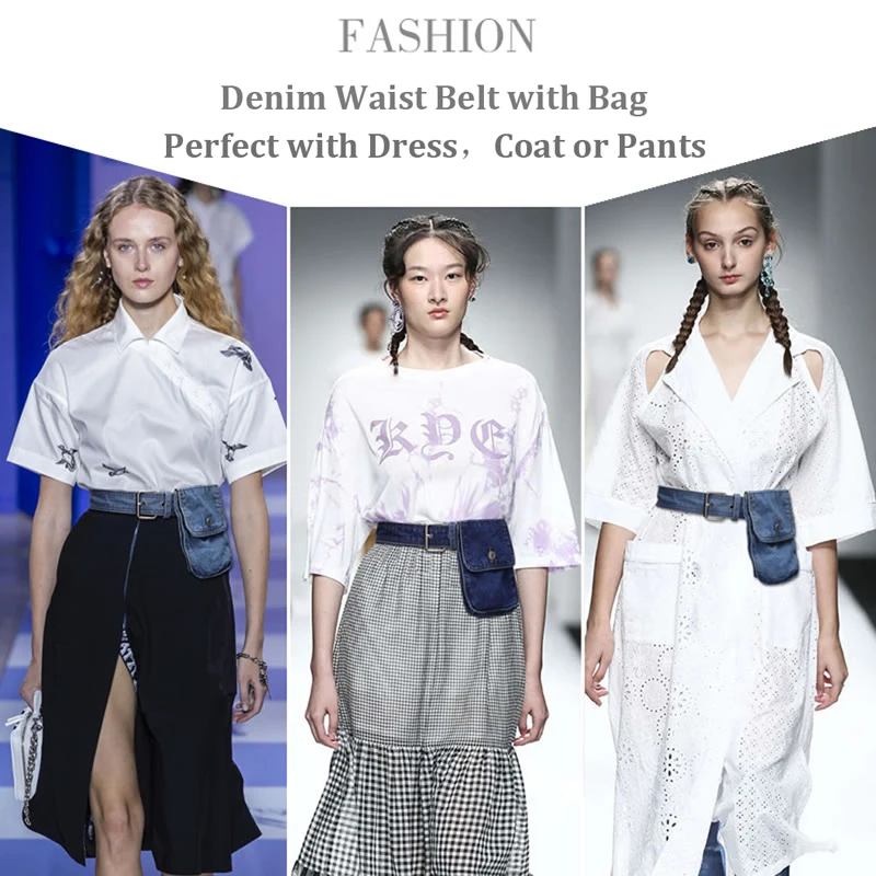 2025 Fashion Women's Denim Waist Belt With Bag Wide Waist Pack Bags Waistband for Woman Clothes Dress Accessories