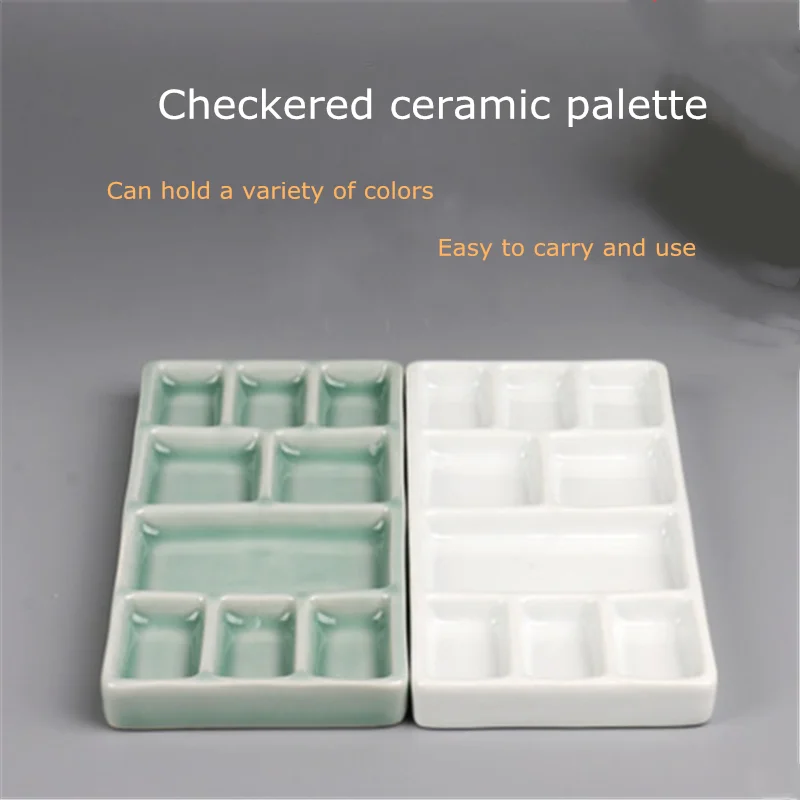 Ceramic Multi-grid Checkered Watercolor Gouache Pigment Palette Porcelain Plate Jingdezhen Color