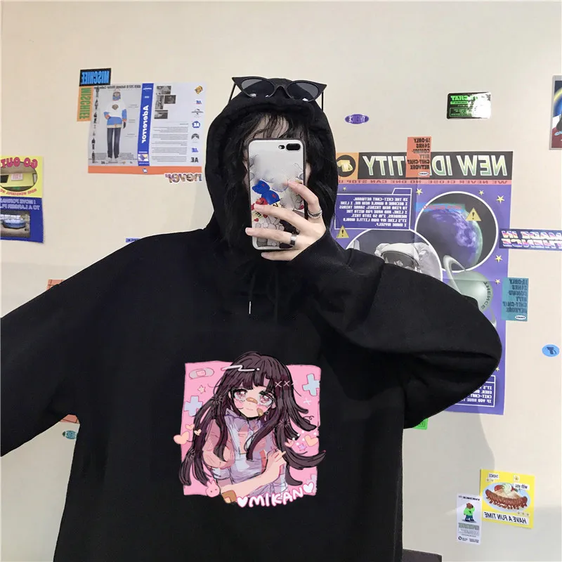 

Anime Girls Hoodies Women Harajuku Cartoon Hoodie Winter Tops Streetwear Hoody Streetwear Autumn Pullover hip pop Sweatshirt