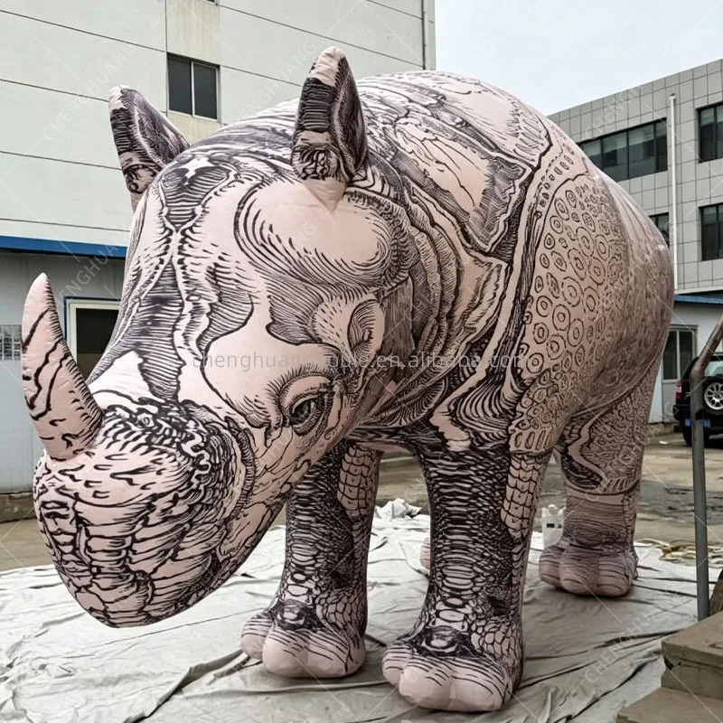 Giant Inflatable Rhinoceros With Lifelike Patterns Animal Model Outdoor Courtyard Zoo Decoration Event Display Props